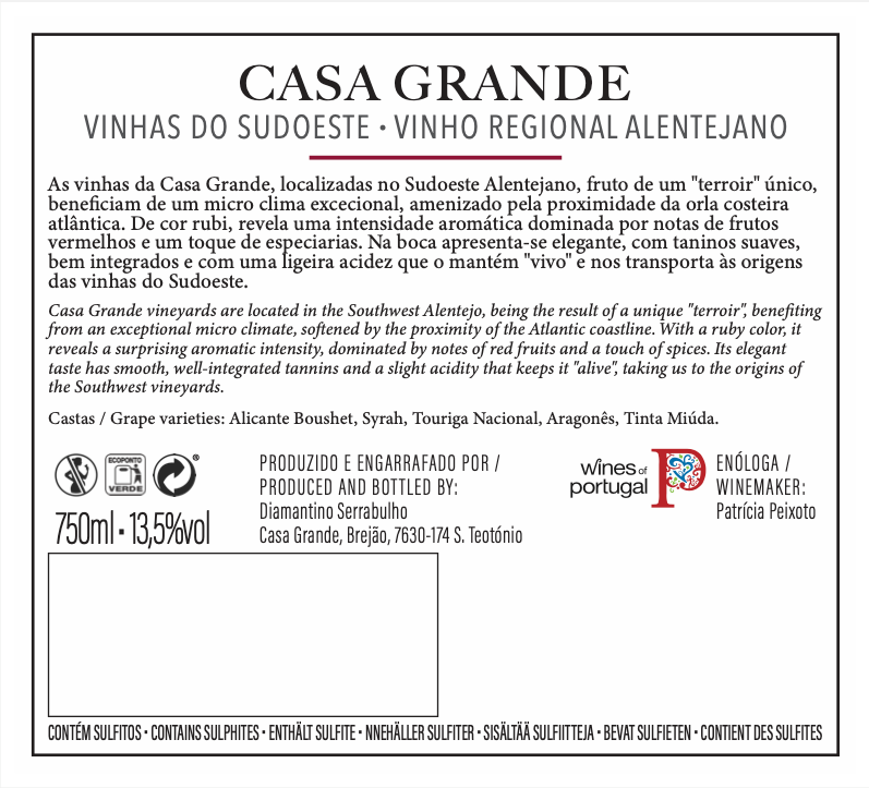 Casa Grande Vinho Tinto Colheita 2021 (6 uni.)
