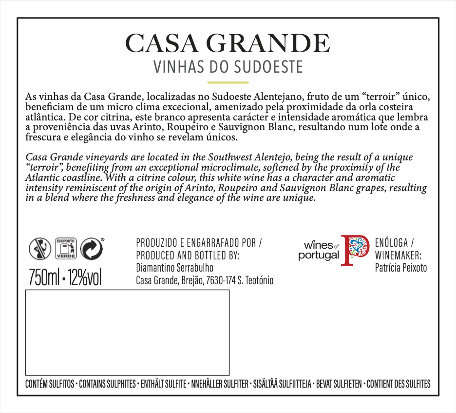 Casa Grande Vinho Branco Colheita 2023 (6 uni.)
